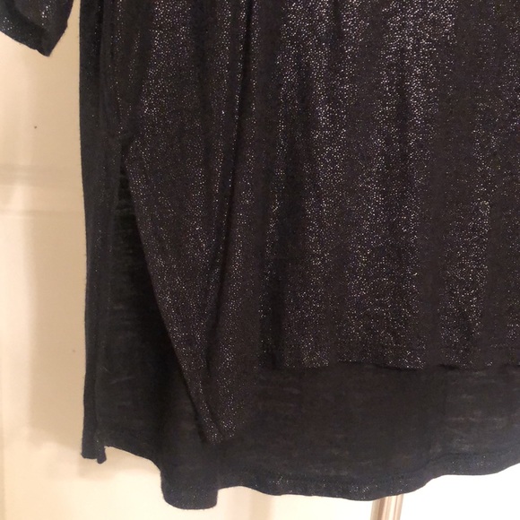 Shimmery Black Trumpet Sleeve Blouse - Picture 4 of 7
